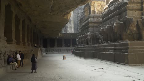 Wide-shot-of-interiors-of-Kailasa-Temple,-Ellora-caves