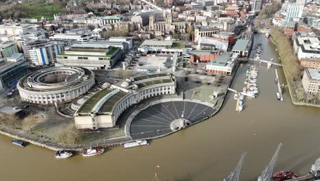 Lloyds-Amphitheatre,-bristol-city-centre-drone,aerial