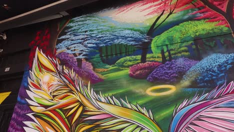 Coloridos-Graffitis-En-La-Calle-Beco-Do-Batman-Alley,-Sao-Paulo,-Brasil.