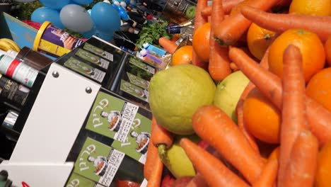 Rows-of-fruit-and-drinks-at-the-Carmel-Market,-Tel-Aviv,-Israel