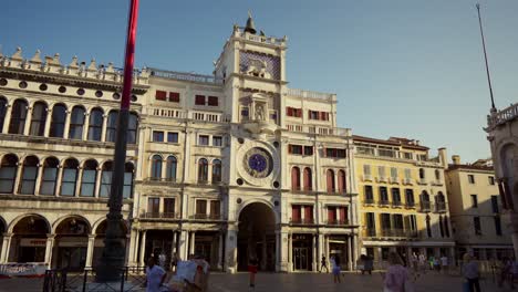 View-of-the-Clock-Tower-,-one-of-the-most-famous-architectural-landmarks-in-Venice-with-its-Astronomical-Clock-over-St