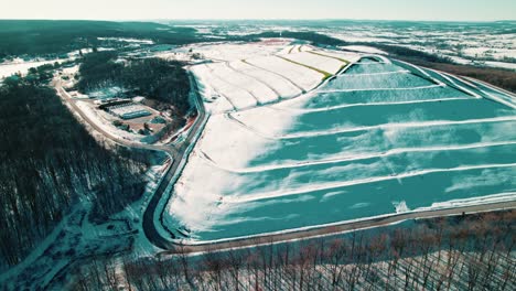 Orbiting-aerial-of-Lanchester-Landfill,-waste-management-service-in-Navon,-Pennsylvania,-USA