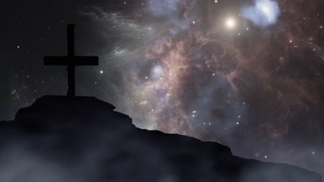 nebula-background-and-cross-silhouette-4k