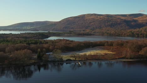Beautiful-Panoramic-Views-of-Lake-Lomond-and-The-Trossachs-National-Park-from-a-Drone