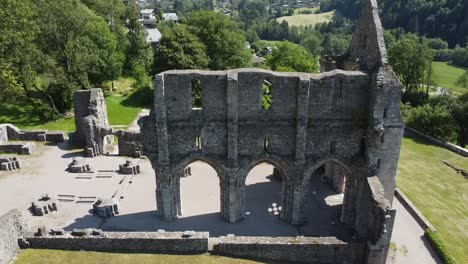 Crane-shot-of-cathedral-ruins