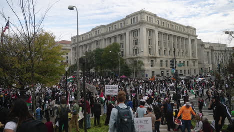 A-Large-Crowd-of-Pro-Palestine-Protestors-Stand-and-March-in-the-Streets-of-D