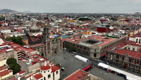 Aerial-view-around-the-Santo-Domingo-Square-in-the-historic-downtown-of-Mexico-city