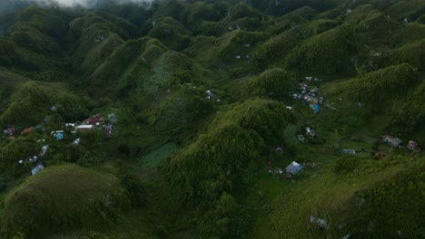 Aerial-Drone-Landscape-above-Osmena-Peak-green-hills-mountain-range-and-skyline-in-Philippines-southeast-asia-travel-destination-panoramic-natural-environment