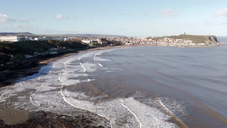 Aerial-footage-of-Scarborough-South-bay-in-North-Yorkshire