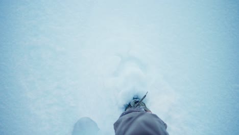 POV-Of-A-Person's-Feet-In-A-Ground-Covered-In-Thick-Snow