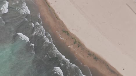 Toma-Aérea-Lenta-Y-Reveladora-Del-Centro-De-Chicago-Junto-A-La-Playa-De-La-Ciudad.