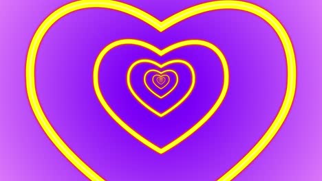 Corazón-Romance-Amor-Animación-Día-De-San-Valentín-Luz-De-Neón-Túnel-Portal-Efecto-Visual-Fondo-Abstracto-Color-Púrpura-Amarillo