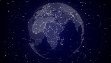 digital-globe-rotating,-zooming-in-on-Uganda-country