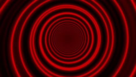 Animation-of-glowing-red-hypnotic-tunnel-with-spirals-on-black-background