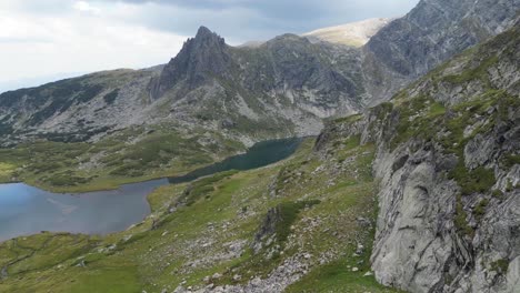 Rugged-Mountain-Landscape-at-Seven-Rila-Lakes-in-Bulgaria---Aerial-4k