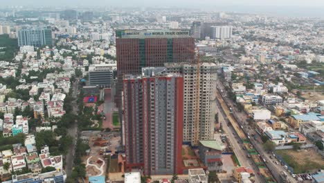 Aerial-Shot-of-World-Trade-Center-In-Chennai-City-India
