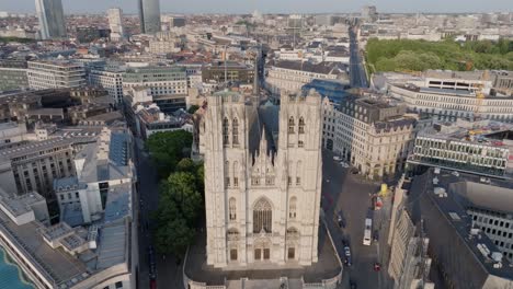 Aerial-Drone-City-Landmark-of-Brussels-Belgium-St