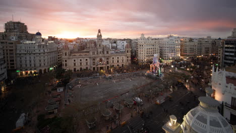 Zeitraffer-Mit-Valencia-Vom-Rathausplatz-Aus