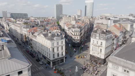 Aerial-View-of-Centre-Bruxelles,-Downtown-Brussels,-Belgium