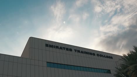 Timelapse-of-winter-clouds-passing-over-the-Emirates-Training-College-in-Dubai,-United-Arab-Emirates