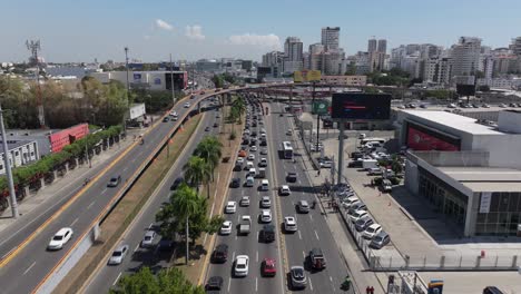 Aerial-view-following-traffic-on-the-Av