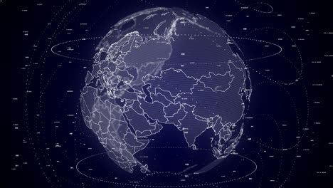 digital-globe-rotating,-zooming-in-on-Uzbekistan-country