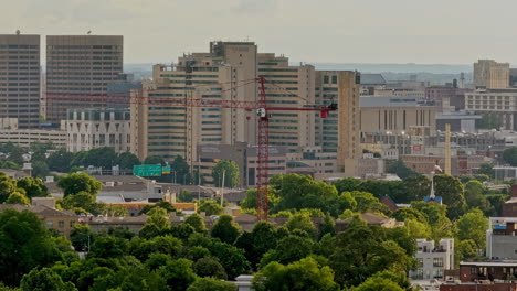 Atlanta-Georgia-Aerial-v934-telephoto-view-drone-flyover-O4W-capturing-cityscape-of-Sweet-Auburn,-Oakland,-Capital-Gateway,-South-and-Downtown-neighborhoods---Shot-with-Mavic-3-Pro-Cine---June-2023