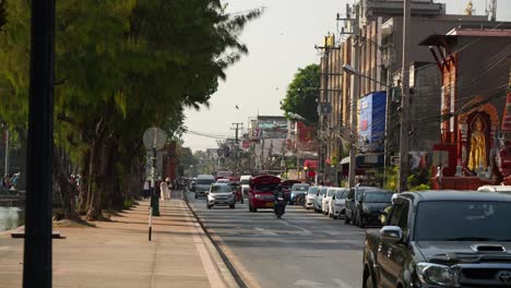 Typical-street-scenery-in-Chiang-Mai-Thailand-around-moat