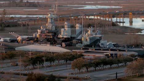 The-USS-North-Carolina-golden-hour-aerial