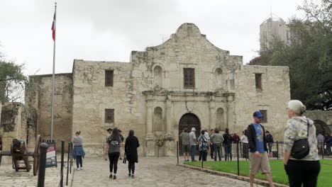 Vorderansicht-Des-Alamo-In-San-Antonio,-Texas,-Usa