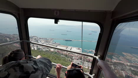 Docks-and-marina-port-from-touristic-cable-car-tramway-in-Gibraltar-UK-overseas-territory