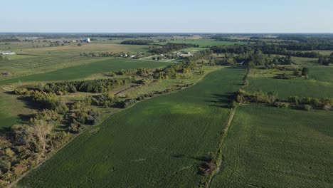 Rural-countryside-near-Clare-Michigan,-USA-in-aerial-view