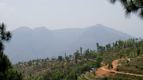 Nepal,-Himalayas,-road-to-rural-village