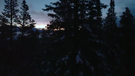 Drone-view-of-the-snowy-mountains-of-Banff-Canada-in-winter