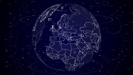 Digitaler-Globus-Dreht-Sich-Und-Zoomt-Auf-Das-Land-Albanien