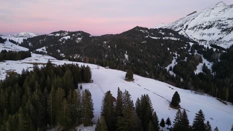 Amden-Weesen-Schweiz-Dämmerungsflug-über-Die-Schweizer-Alpen-Winterzeit