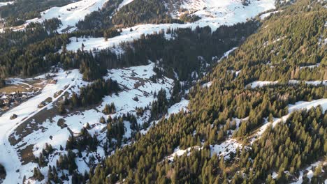 Amden-Weesen-Switzerland-sunset-valley-in-the-mountains-overhead-flight