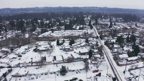Luftaufnahme-Eines-Wohngebietes-Mit-Viel-Schnee