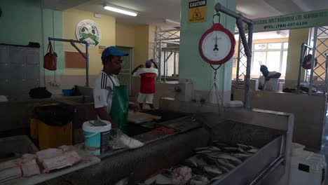 fish-seller-weighs-products,fish-seller-weighs-products