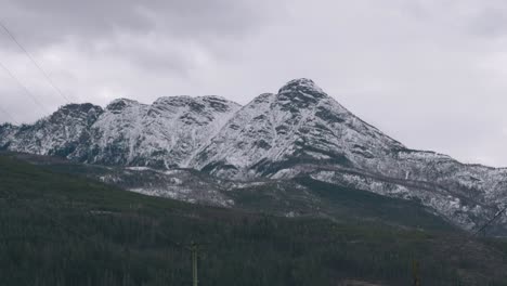 Snow-Covered-Mount-Ida-Against-Overcast-Sky-in-Salmon-Arm,-British-Columbia,-Canada