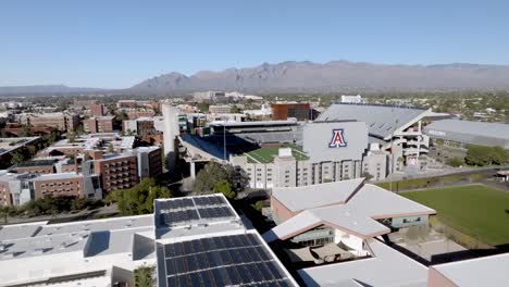 Arizona-Stadium-on-the-campus-of-the-University-of-Arizona-in-Tucson,-Arizona-with-drone-video-moving-in-a-circle-wide-shot