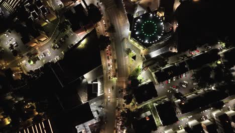 Drone-view-of-Universidad-Avenue-at-night