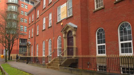 Turkish-republic-consulate-building-with-red-brick-facade,-Manchester