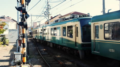 A-Tram-moves-in-beautiful-countryside-on-summer-day-in-Tokyo-Japan