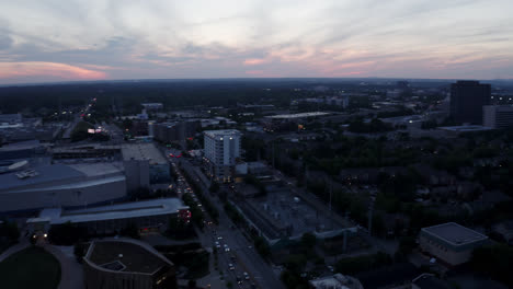 Rising-drone-shot-after-sunset-in-Atlanta-City,USA