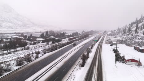 Chilly-Commutes:-Kamloops'-Highway-1-in-Snow