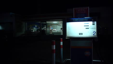 Flickering-light-sign-at-a-gas-or-petrol-station