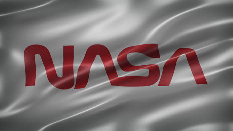 NASA-Logo-„Wurm“-Auf-Weißem,-Glänzendem-Und-Glattem-Hintergrund,-Vorderseite-Im-Vollformat,-Elegante,-Seidige-Textur,-Filmähnliche-Optik,-Realistische-4K-CG-Animation,-Zeitlupen-Flattern,-Nahtlos-Schleifenfähig