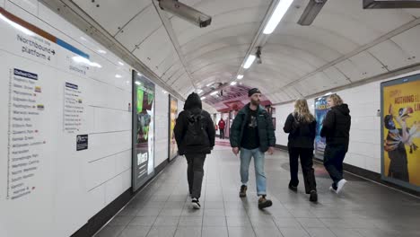 POV-Walking-Along-Oxford-Street-Underground-Tunnel-Getting-To-Platform