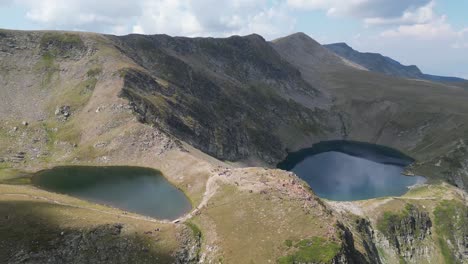 Seven-Rila-Lakes-Mountains-and-Nature-Tourist-Attraction-in-Bulgaria---Aerial-4k